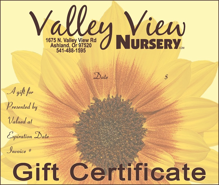 Valley View Nursery Gift Certificates